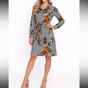 Luxology Dress Womens 8 Shirt Dress Long Sleeve Button Down Front Belt